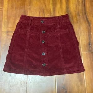 Maroon/Burgundy Corduroy Hi-rise A-line Skirt